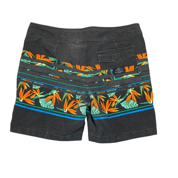 Tony Hawk Mens Swim Board Shorts Size 36 Black Tropical Swimwear Lace Up Casual - Picture 2 of 14